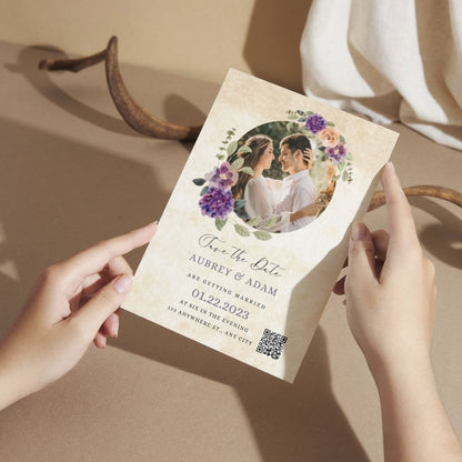 Wedding Invitation Card with Couple Photo | Customised Pack of 12 | One side Printed | Envelopes Included