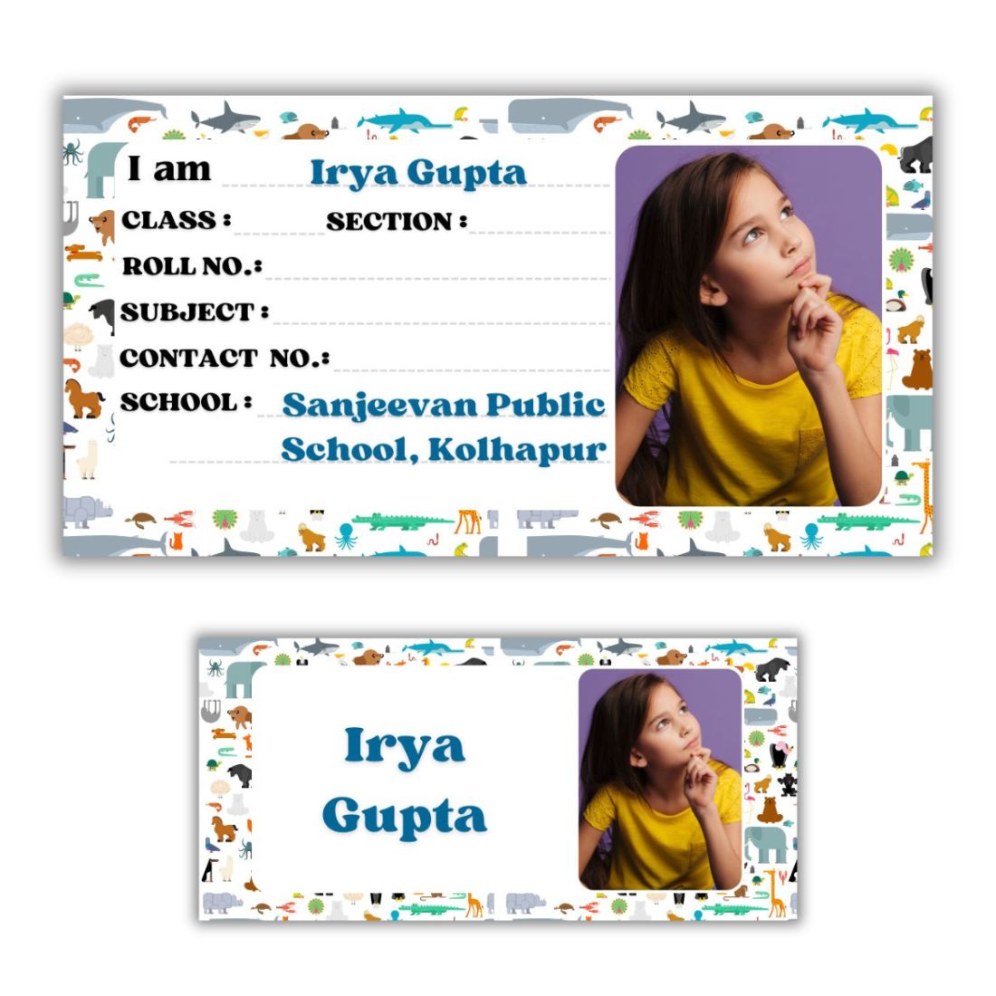 Kids Photo Name Slips & Tags | Pack of 63 | 36 Name Slips & 27 Tags