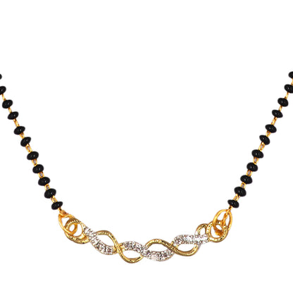 Gold Plated AD Mangalsutra with Black Beads