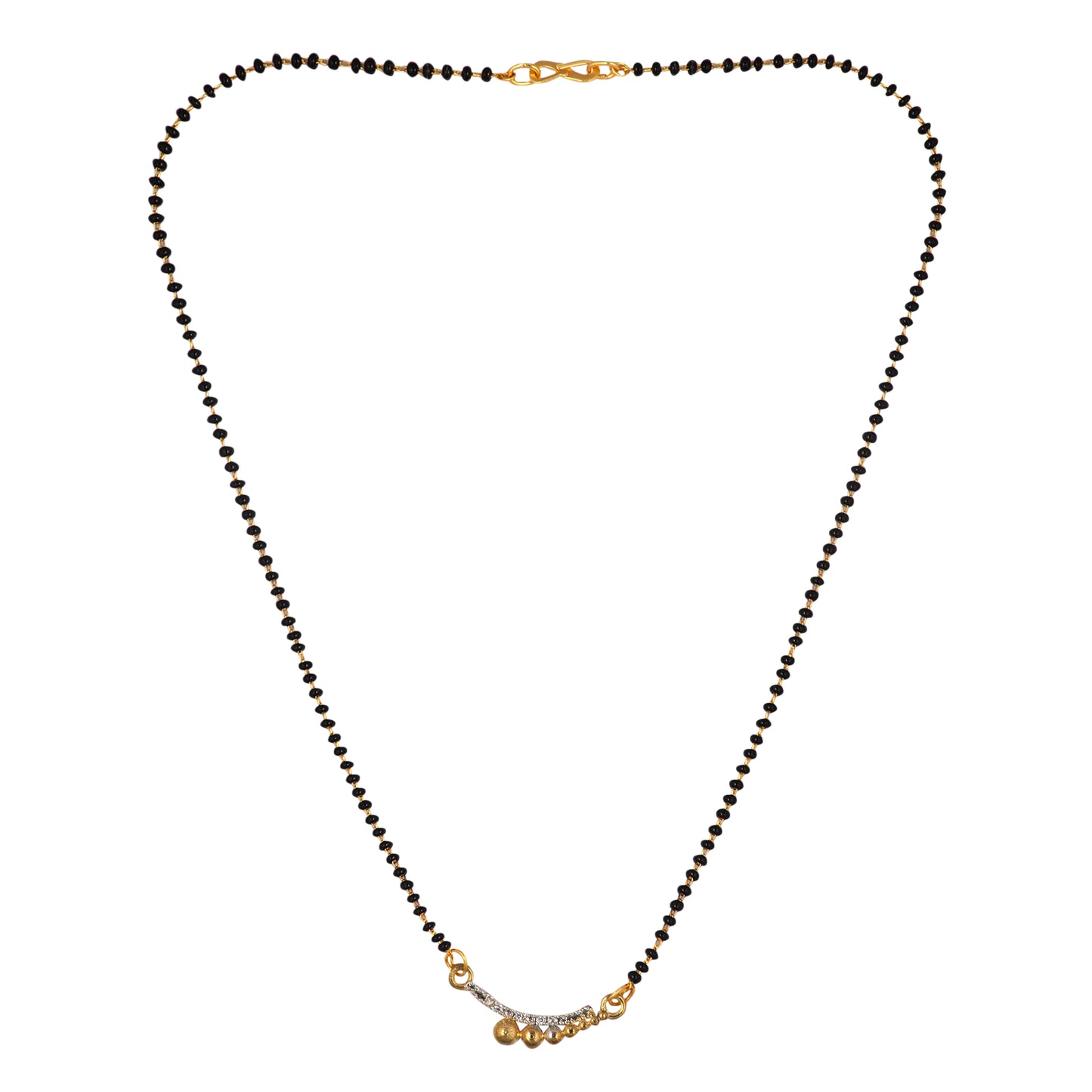 Gold Plated AD Mangalsutra with Black Beads