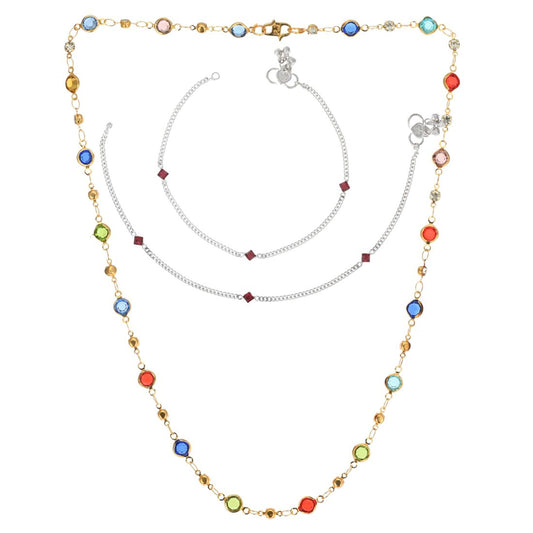 Silver Plated Anklets & 22 inch Gold Plated Chain