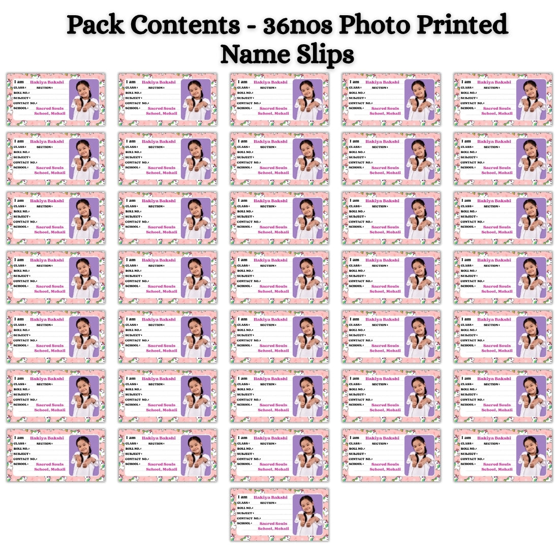 Kids Photo Name Slips Pack of 36