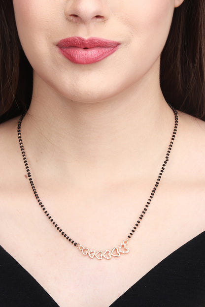 Gold Plated AD Mangalsutra with Black Beads