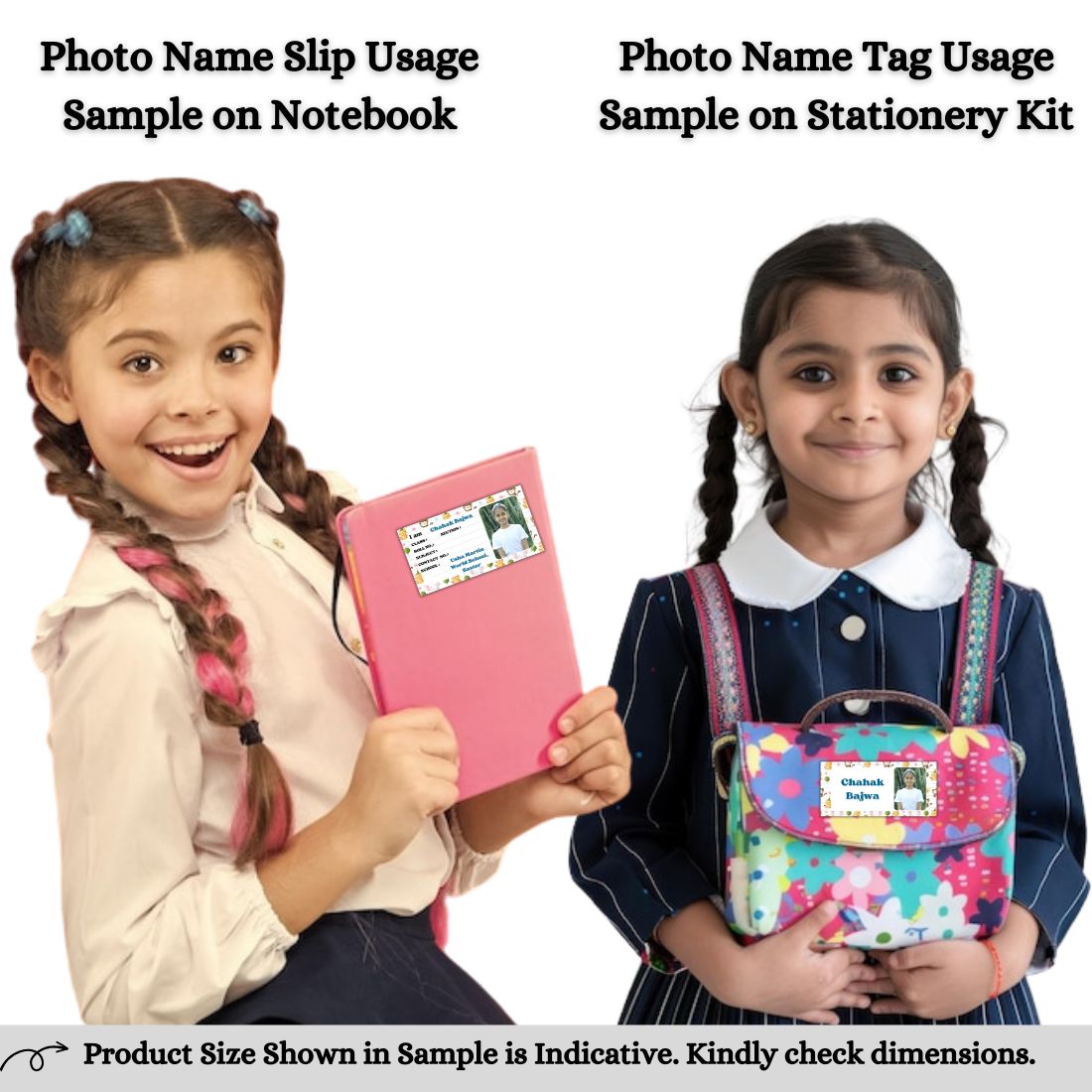 Kids Photo Name Slips & Tags | Pack of 63 | 36 Name Slips & 27 Tags