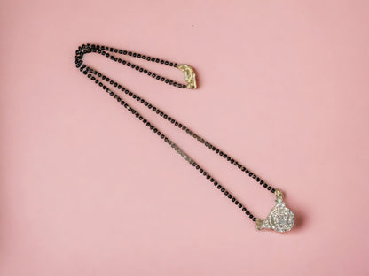 Gold Plated AD Mangalsutra with Black Beads