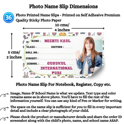 Kids Photo Name Slips Pack of 36