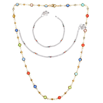 Silver Plated Anklets & 22 inch Gold Plated Chain
