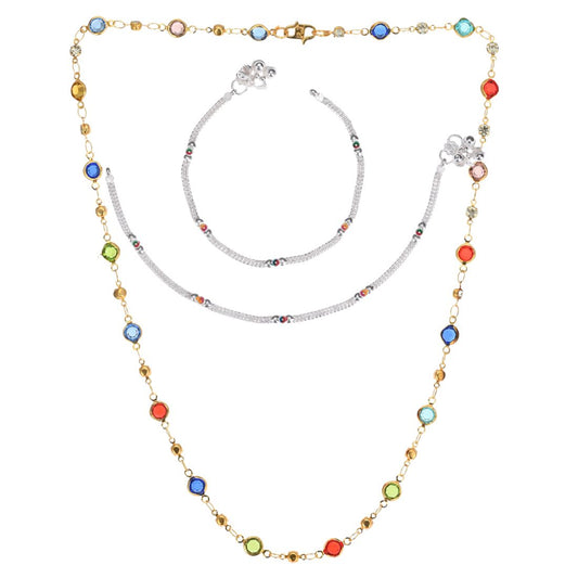 Silver Plated Anklets & 22 inch Gold Plated Chain
