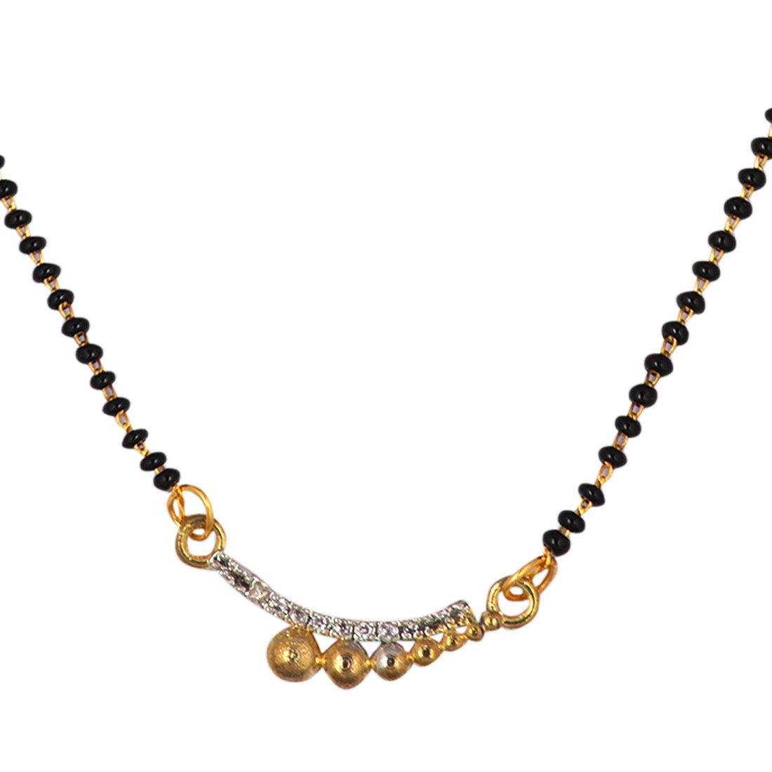 Gold Plated AD Mangalsutra with Black Beads