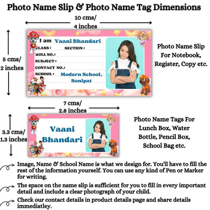 Kids Photo Name Slips & Tags | Pack of 63 | 36 Name Slips & 27 Tags
