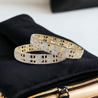 Gold Plated AD Kada Bangles Pair