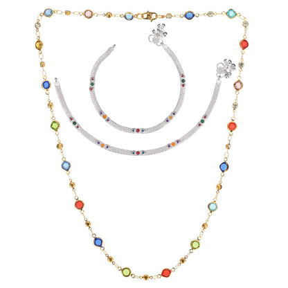 Silver Plated Anklets & 22 inch Gold Plated Chain