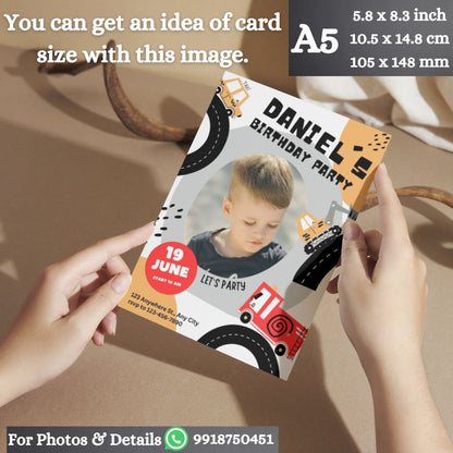 Custom Birthday Invitation Card for Kids with Envelopes | Pack of 12 | One side Printed