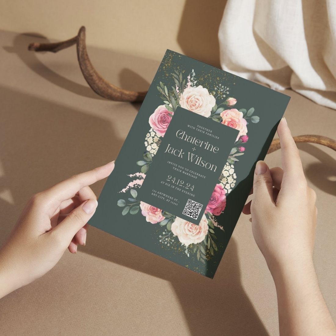 Wedding Invitation Cards with Envelopes | Customised Pack of 12 | One side Printed