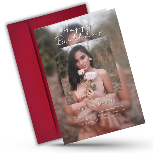 Photo Greeting Card with for Wife Girlfriend | Preprinted Inside Message