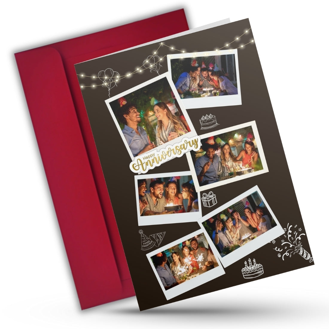 Customised Wedding Anniversary Greeting Card with Photos | Preprinted Inside Message