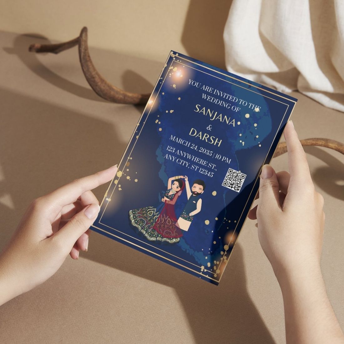 Wedding Invitation Cards with Envelopes | Customised Pack of 12 | One side Printed