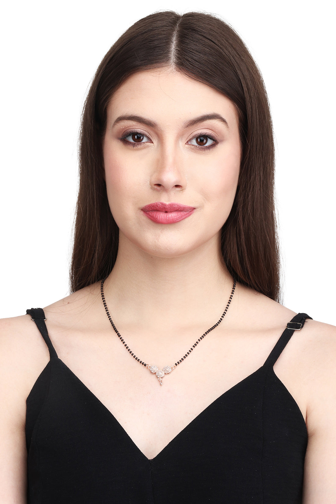 Gold Plated AD Mangalsutra with Black Beads