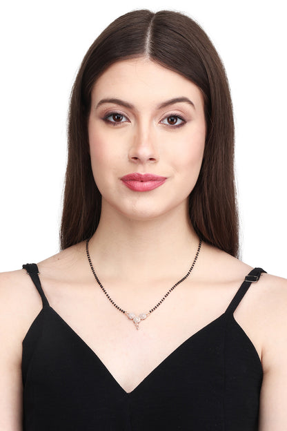 Gold Plated AD Mangalsutra with Black Beads