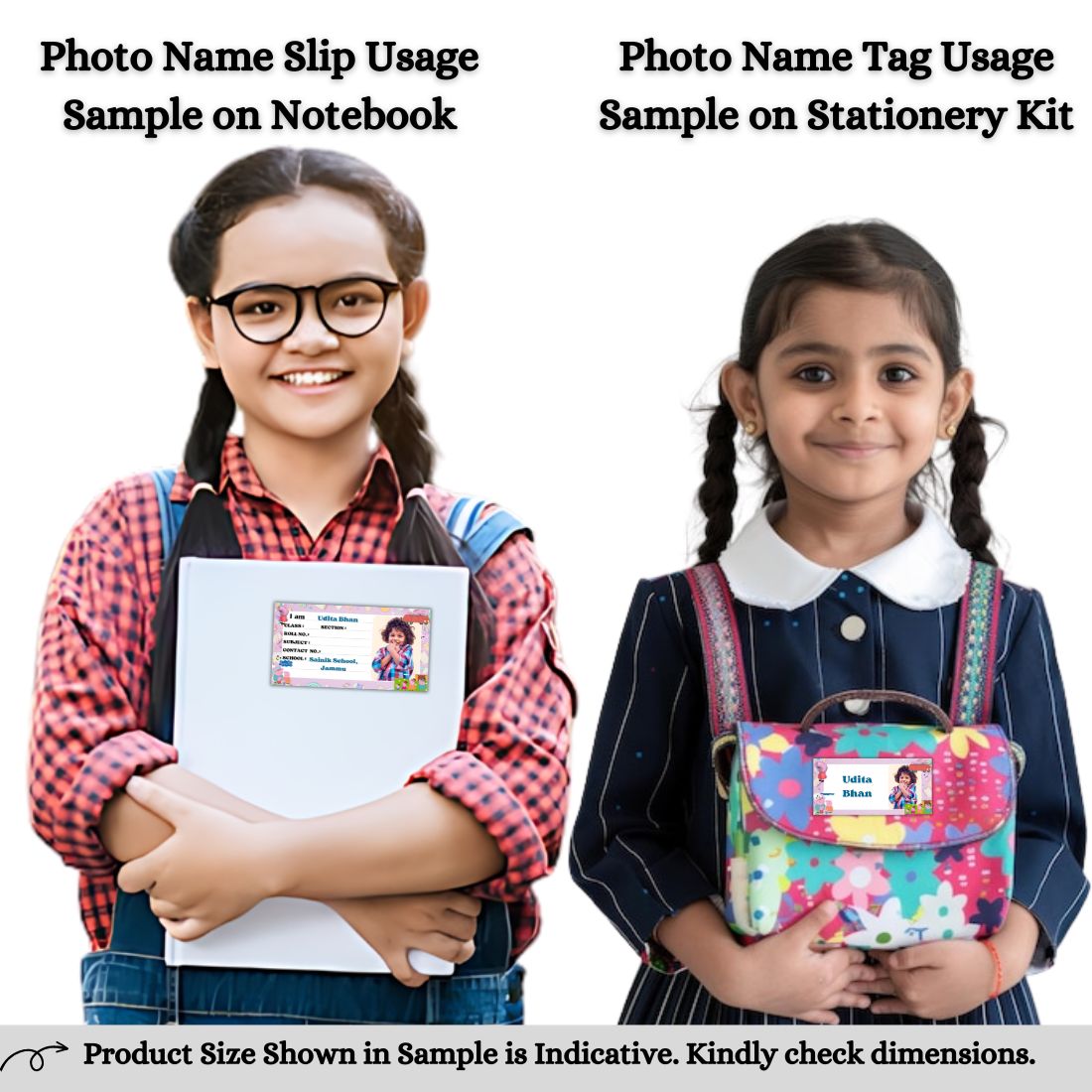 Kids Photo Name Slips & Tags | Pack of 63 | 36 Name Slips & 27 Tags