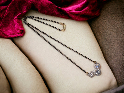 Gold Plated AD Mangalsutra with Black Beads
