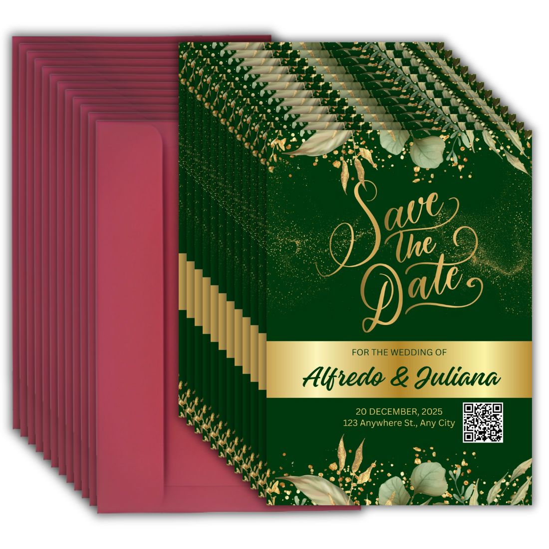 Wedding Invitation Cards with Envelopes | Customised Pack of 12 | One side Printed