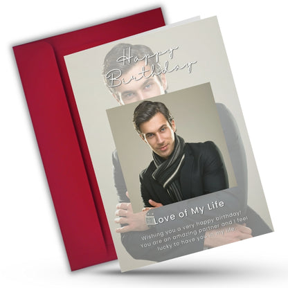 Photo Greeting Card with for Husband Hubby Boyfirend | Preprinted Inside Message