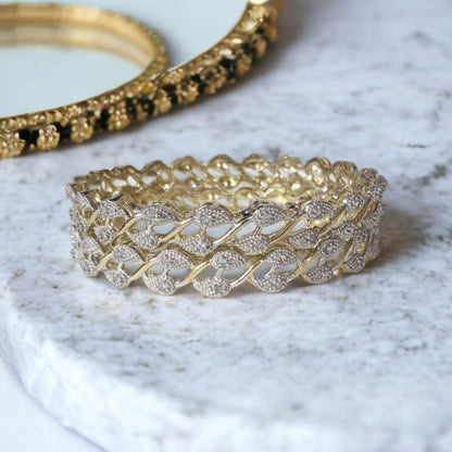 Gold Plated AD Kada Bangles Pair