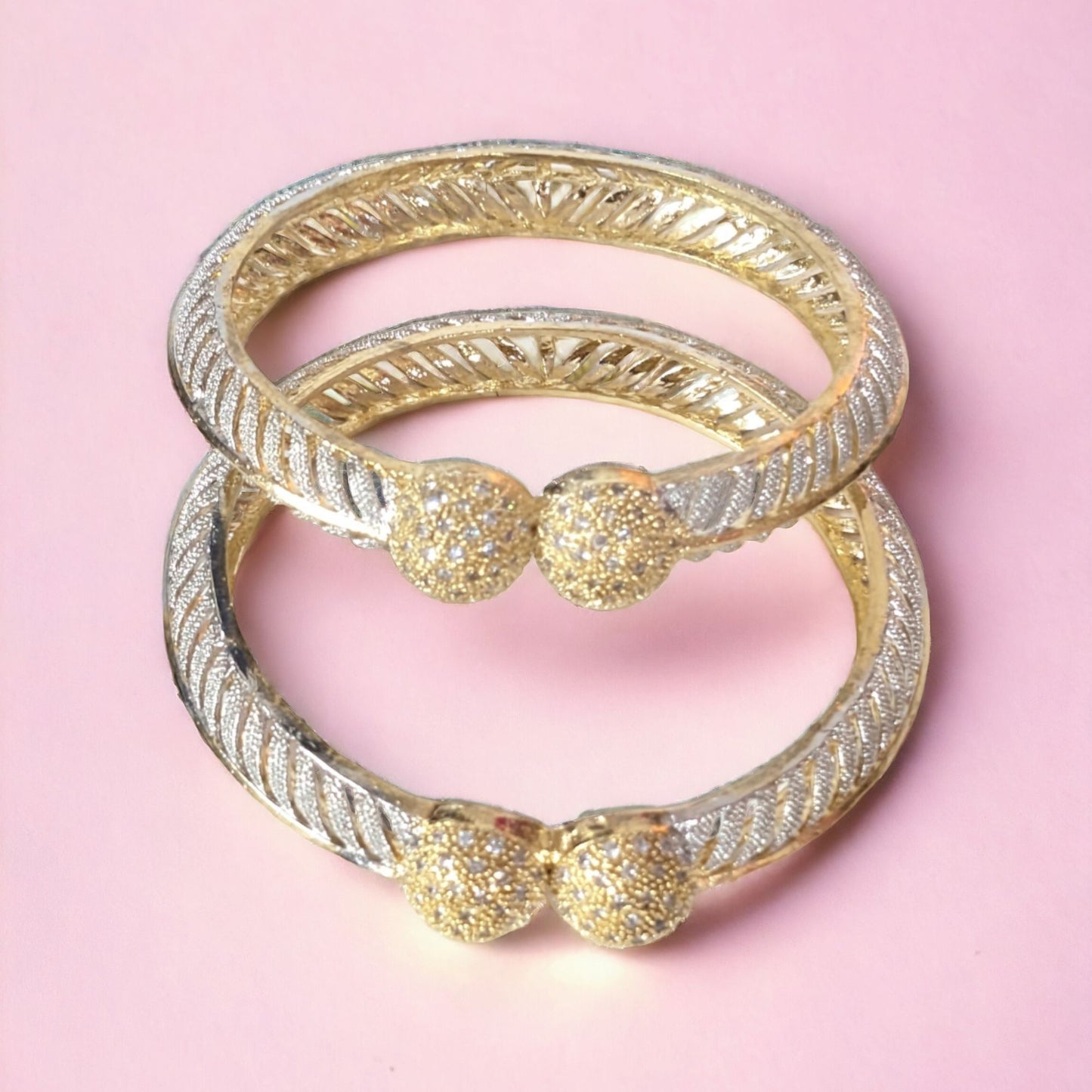 Gold Plated AD Kada Bangles Pair