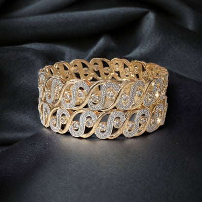 Gold Plated AD Kada Bangles Pair