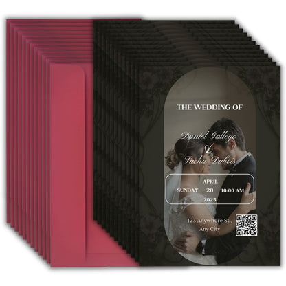 Wedding Invitation Card with Couple Photo | Customised Pack of 12 | One side Printed | Envelopes Included