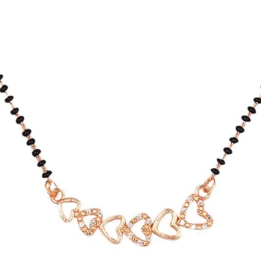 Gold Plated AD Mangalsutra with Black Beads