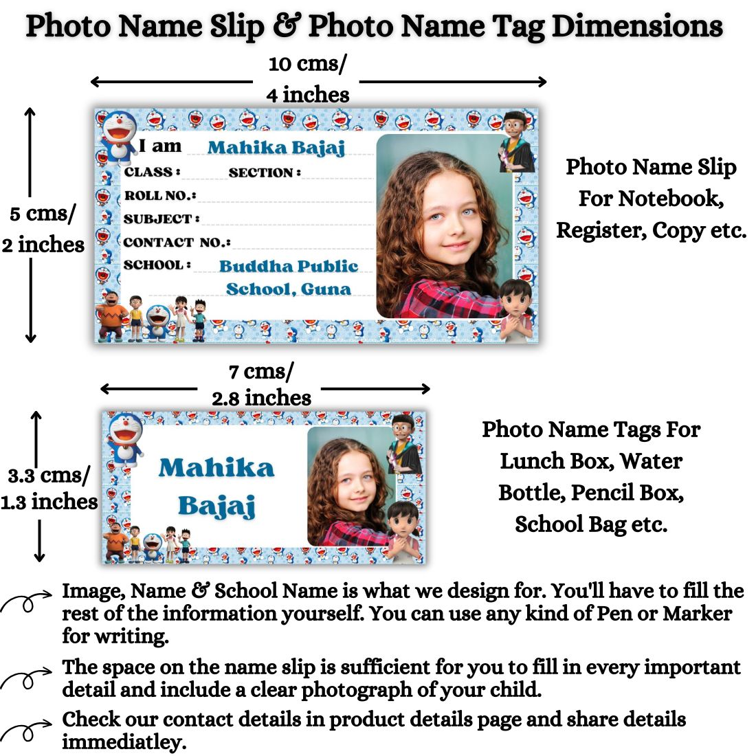 Kids Photo Name Slips & Tags | Pack of 63 | 36 Name Slips & 27 Tags