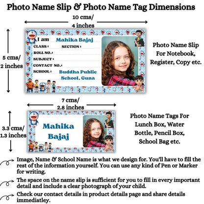 Kids Photo Name Slips & Tags | Pack of 63 | 36 Name Slips & 27 Tags