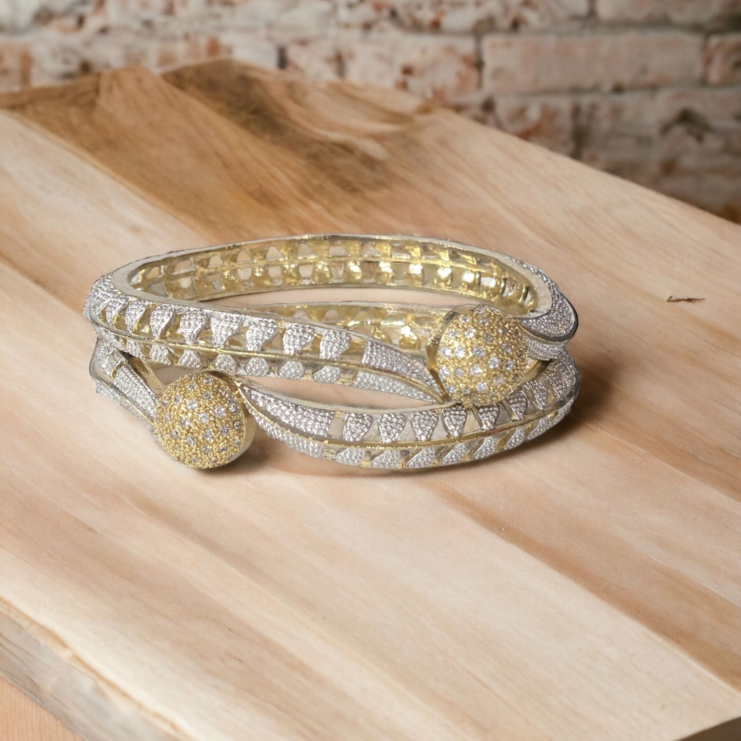 Gold Plated AD Kada Bangles Pair