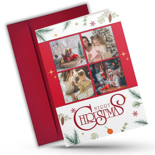Christmas Photo Greeting Card with Inside Custom Text