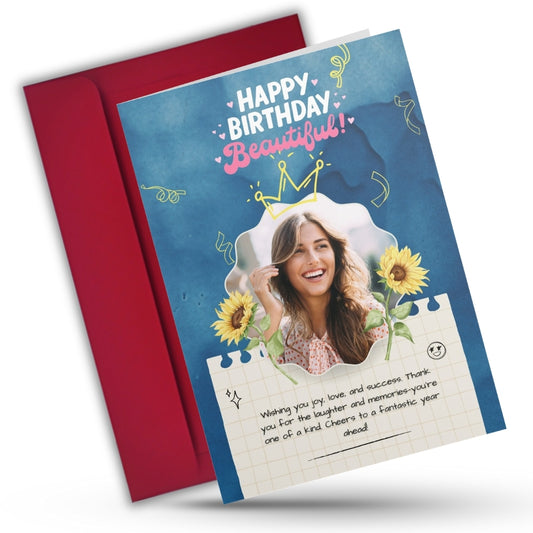 Photo Greeting Card with for Wife Girlfriend | Preprinted Inside Message