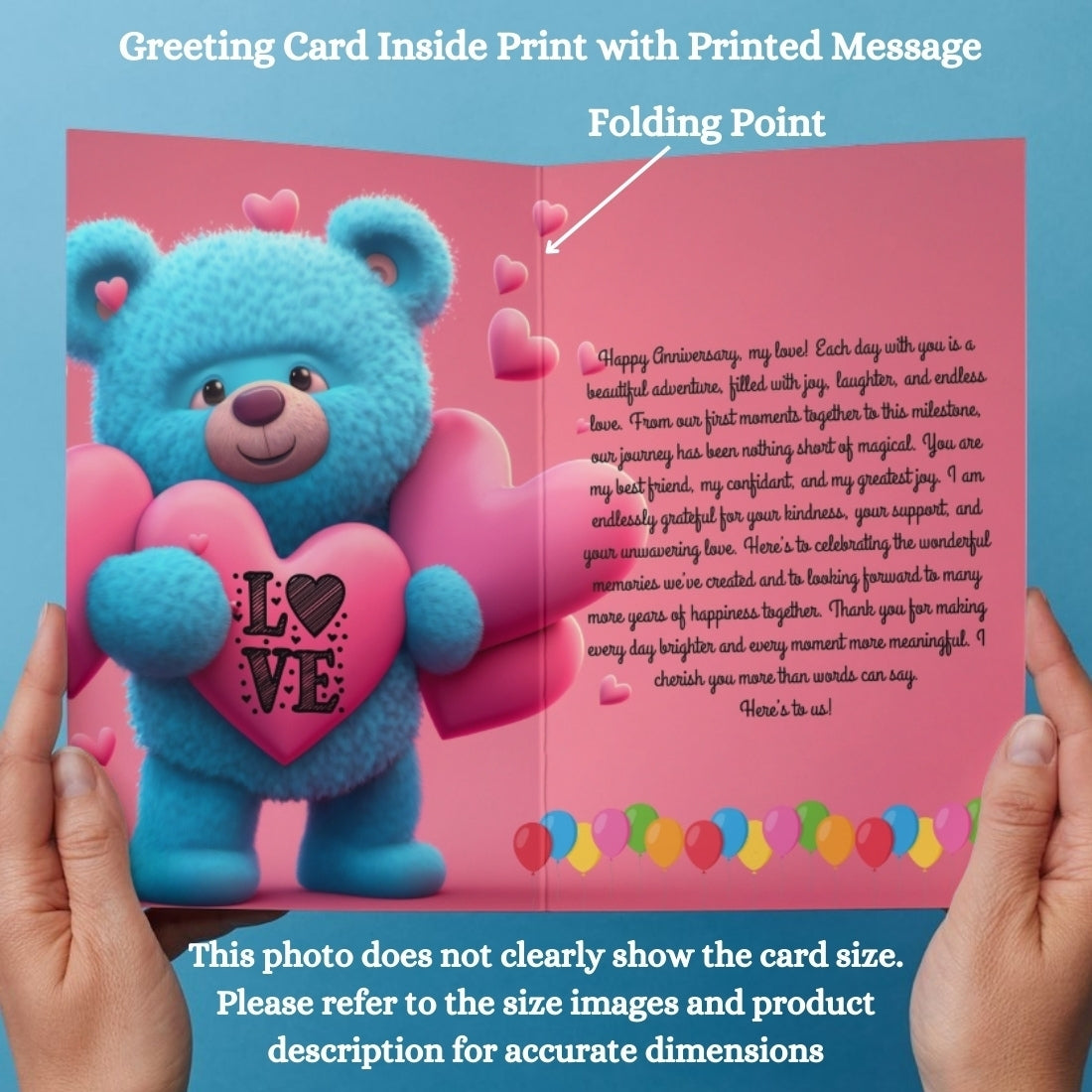 Customised Wedding Anniversary Greeting Card with Photos | Preprinted Inside Message