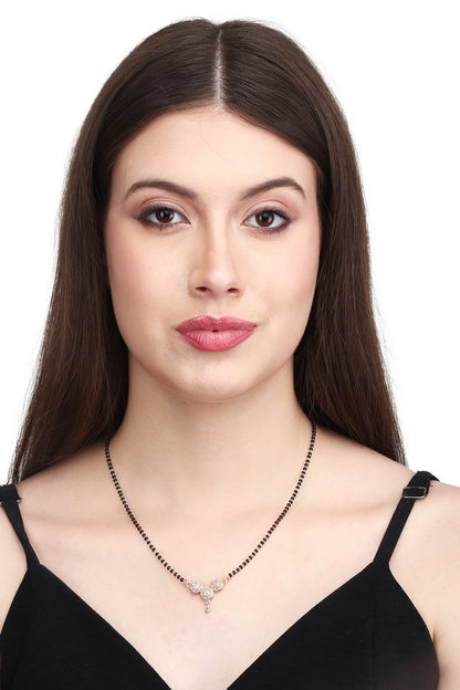 Gold Plated AD Mangalsutra with Black Beads