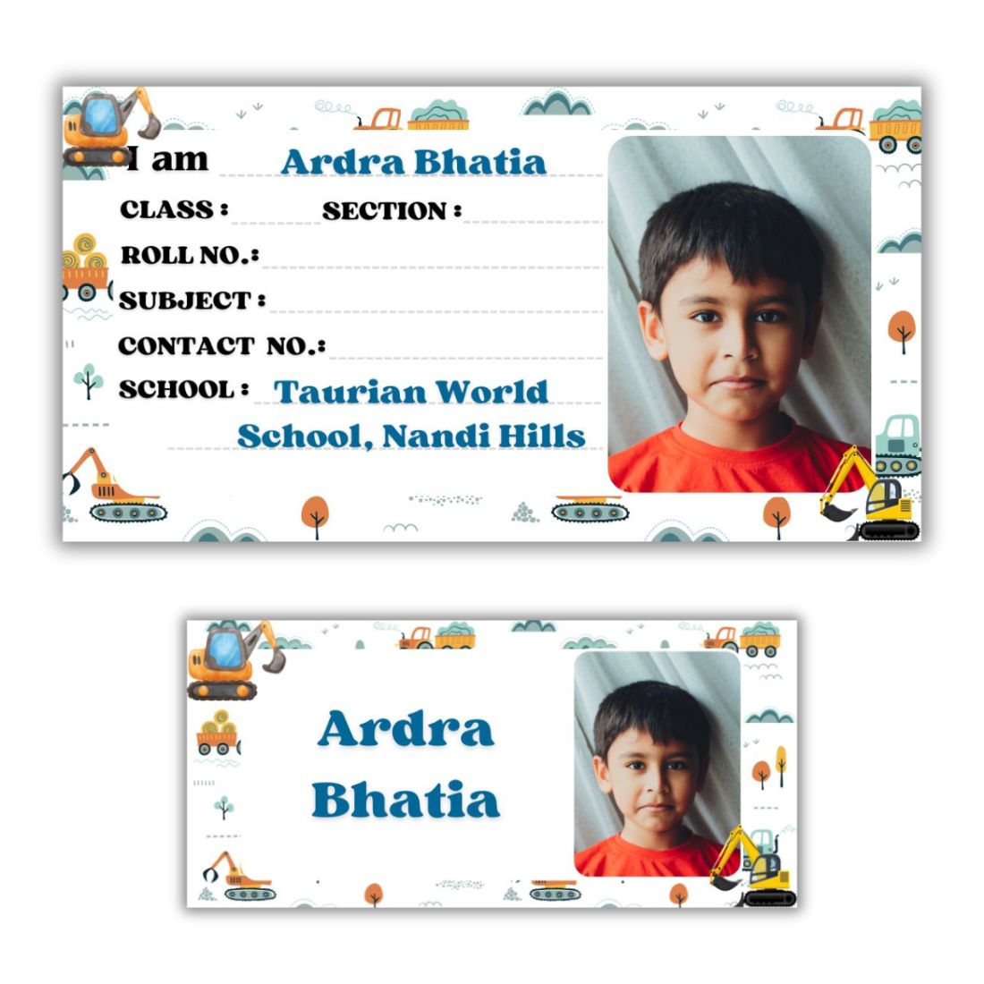 Kids Photo Name Slips & Tags | Pack of 63 | 36 Name Slips & 27 Tags