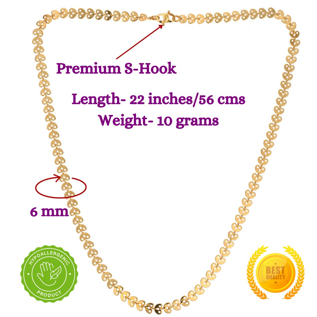 Combo of 2 Gold Plated Chains 22inch Long