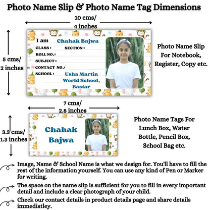Kids Photo Name Slips & Tags | Pack of 63 | 36 Name Slips & 27 Tags