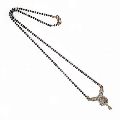 Gold Plated AD Mangalsutra with Black Beads
