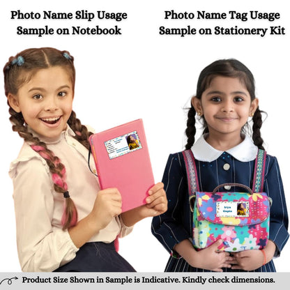 Kids Photo Name Slips & Tags | Pack of 63 | 36 Name Slips & 27 Tags