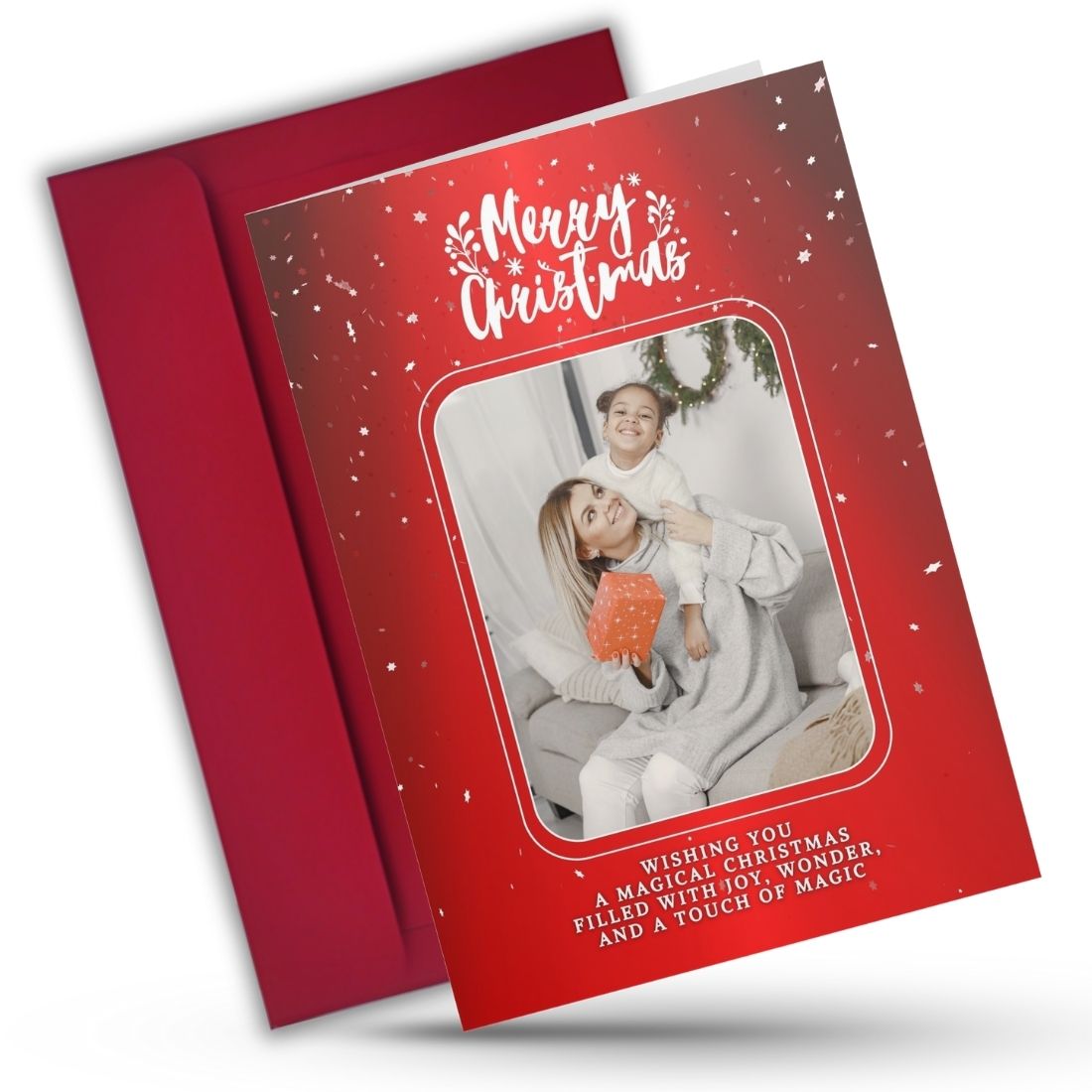 Christmas Photo Greeting Card with Inside Custom Text