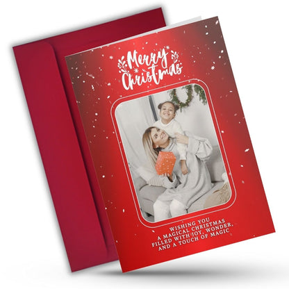 Christmas Photo Greeting Card with Inside Custom Text