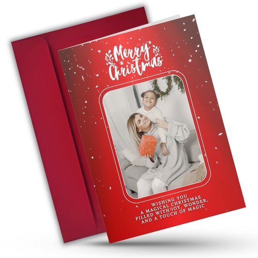 Christmas Photo Greeting Card with Inside Custom Text