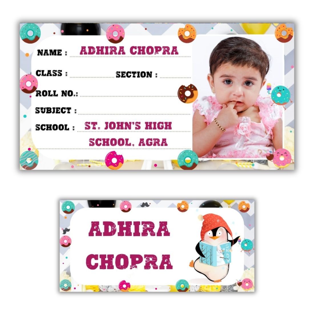 Kids Photo Name Slips & Tags | Pack of 49 | 24 Name Slips & 25 Tags