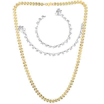 Silver Plated Anklets & 22 inch Gold Plated Chain
