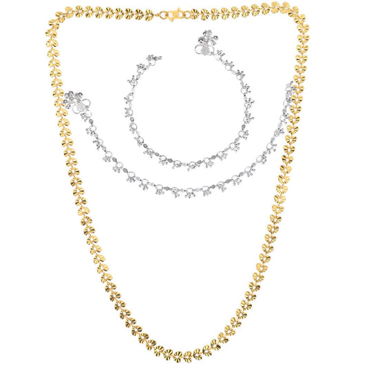 Silver Plated Anklets & 22 inch Gold Plated Chain